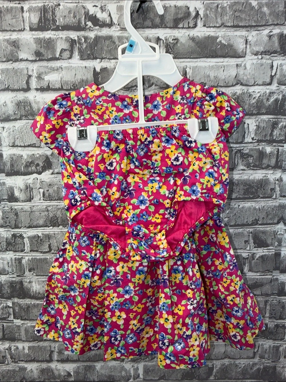 NWT Ralph Lauren Pink Floral Dress with Striped Bow